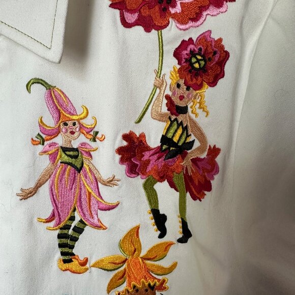 Bob Mackie Wearable Art "The Parade of Flowers" jacket in white, women's medium - Picture 5 of 5